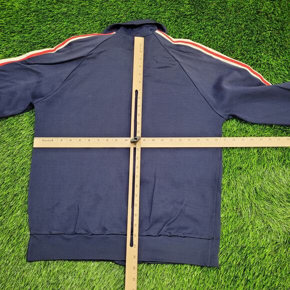 Vintage 90s MOD Crop Track Jacket M/L 21x26 Blue White Red - Picture 7 of 12